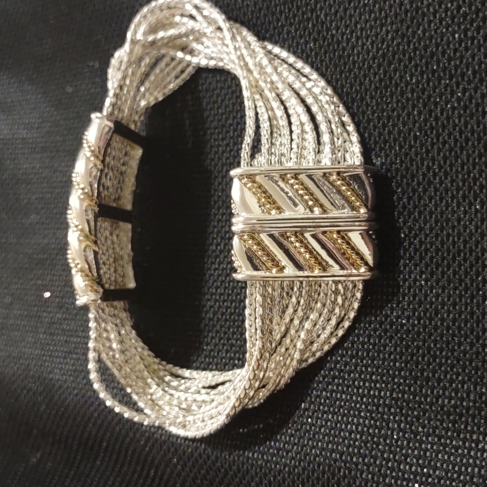 SALE WAS $37 NOW $22 MULTI CHAIN MAGNETIC CLASP GOLD AND SILVER STATION BRACELET